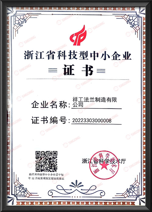 Zhejiang Science And Technology SME Certificate