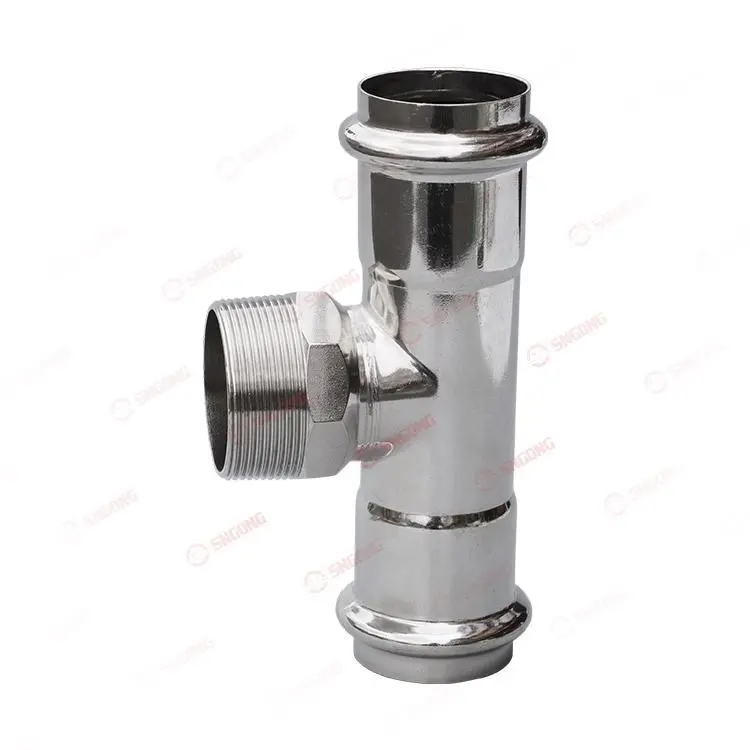 External screw compression three-way connector