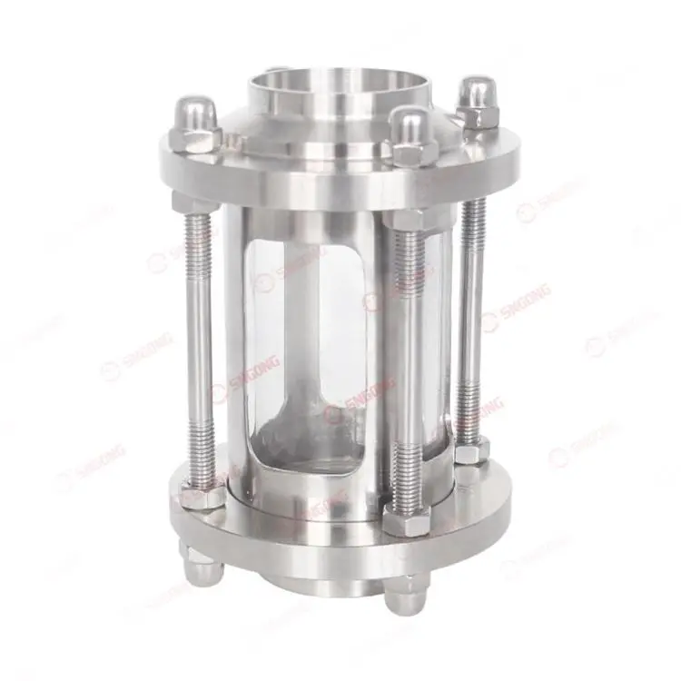 Welded pipe sight glass sight mirror